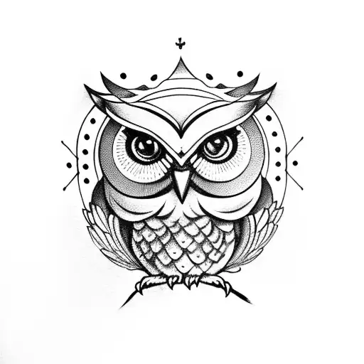 Owl With Lotus Crown Sitting On Open Book