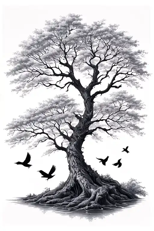 Life Tree With Birds