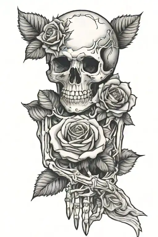 Skelton Hand Holding A Rose