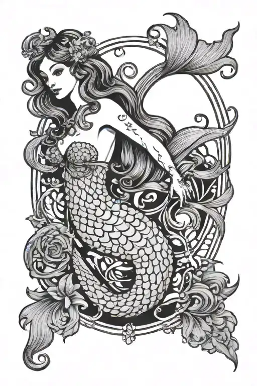 Mermaid Art Nouveau Style