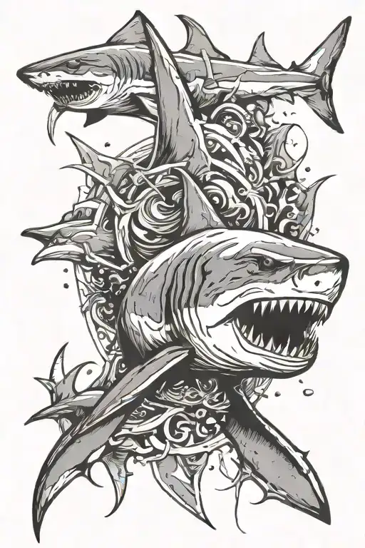 Aggressive Shark And Space