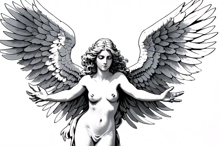 Angel With Wings Flying Arms Spread Full Body