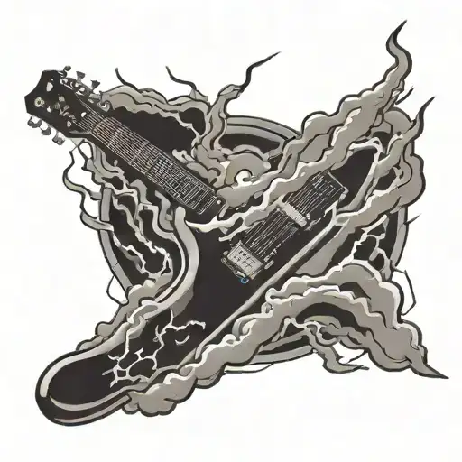 Guitar Lightning Storm Clouds
