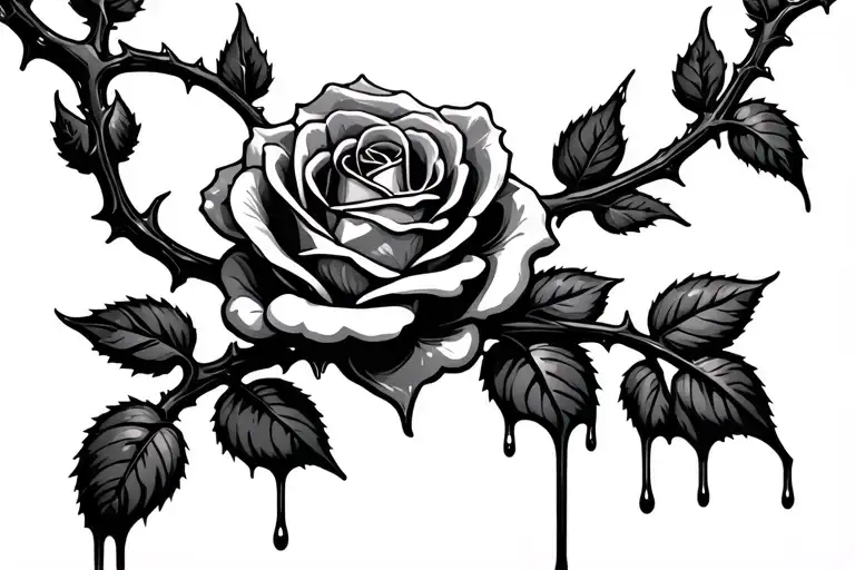 Rose Vines And Thorns Poison Dripping On The Rose Wrapping