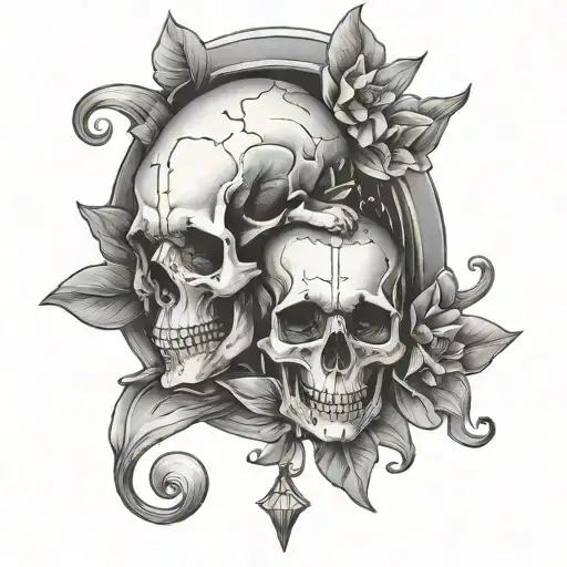 Skull Narcissus Flower Chimes Moon Merging Together