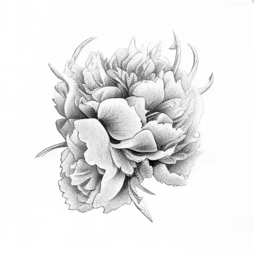 An Intricate Black-grey Design Of A Taurus Bull Made Of Peony Flowers