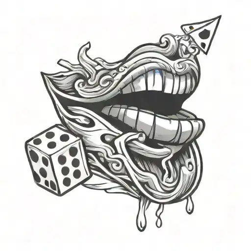 Lips And Dice In Mouth
