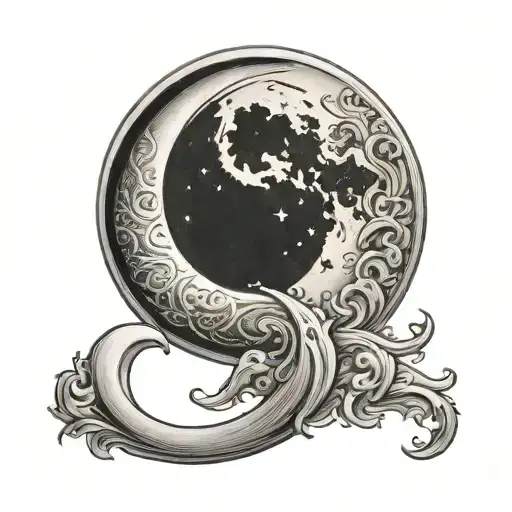 Crescent Moon With The Letter S