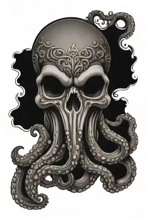 Octopus With Skull Head Surrounded