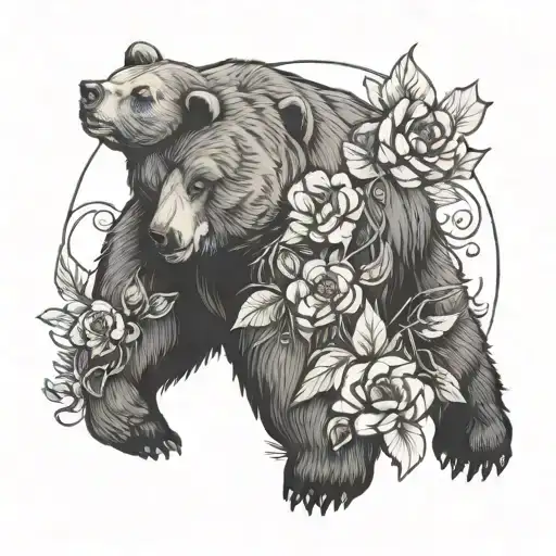 Bear And Flowers Intertwined