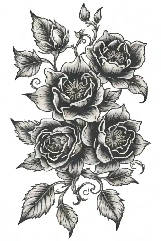 Western Flower Intertwined Delicate Flowers