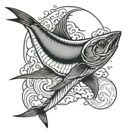 Moon And Tuna Swimming