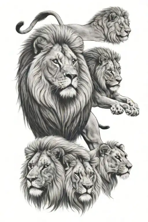 3 Male Lions And 1 Female Lion