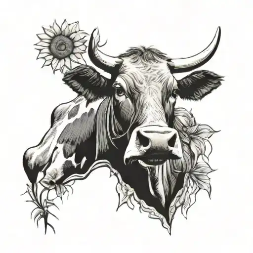 Cow With Sunflower
