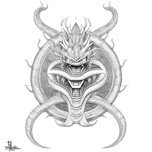 Dragon Ball Shenron Dragon In A Realistic Black And Grey Style