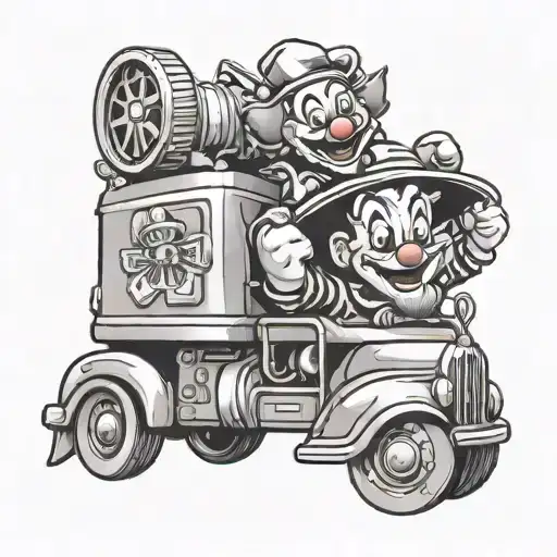 A Fire Truck With A Cute Clown In It