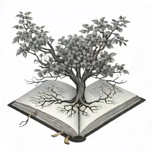 Realism Tree Of Life With Roots Coming From An Open Book