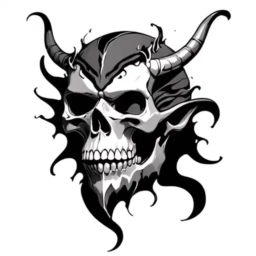 Oni Mask Half Broken Skull