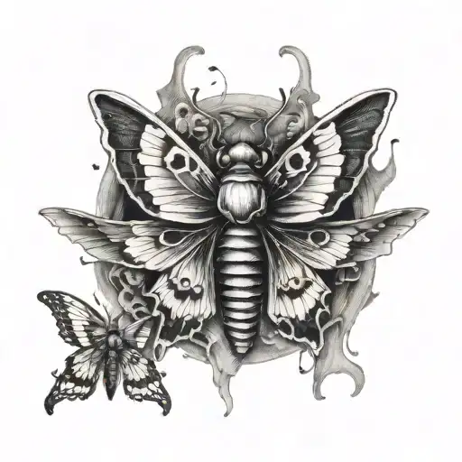 Deathhawk Moth Tattered Outstretched Wings Gothic Heavy Depth