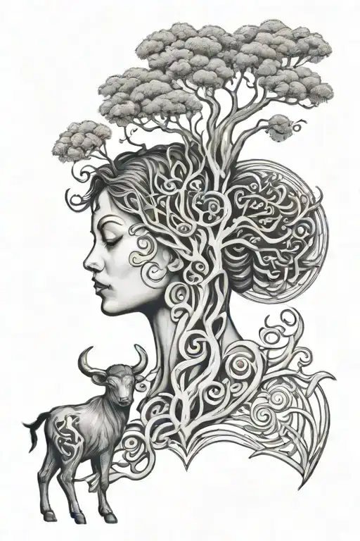Tree Of Life Mother Little Girl Astrological Sign Taurus Cancer