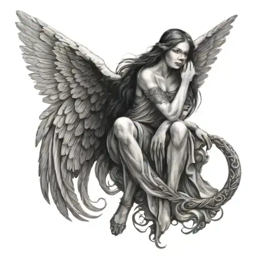 Girl Angel With To The Slavs In Full Growth With Open