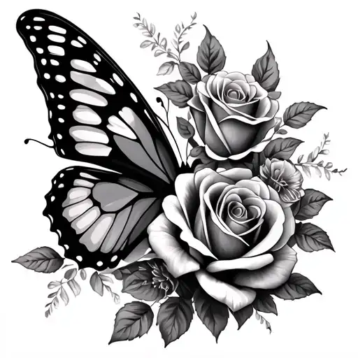 Full Leg Butterfly Tattoo With Roses Make It The Full Leg From The Hip Down To The Ankle
