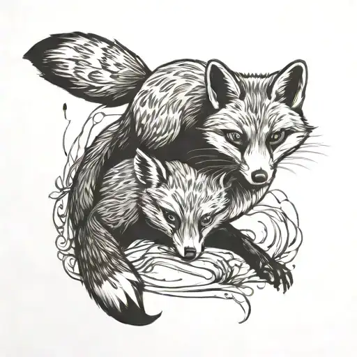 A Fox And An Otter Playing Around