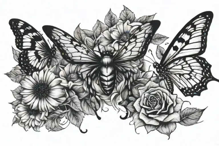 Spider And Butterfly Resting