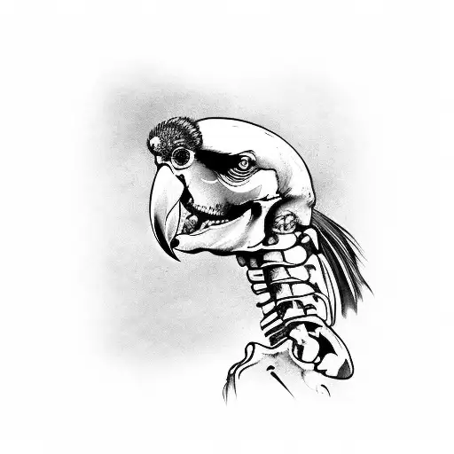 Parrot Skeleton From The Front While It's Flying