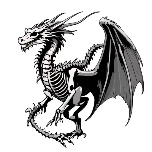 Medieval Dragon Skeleton With Wings