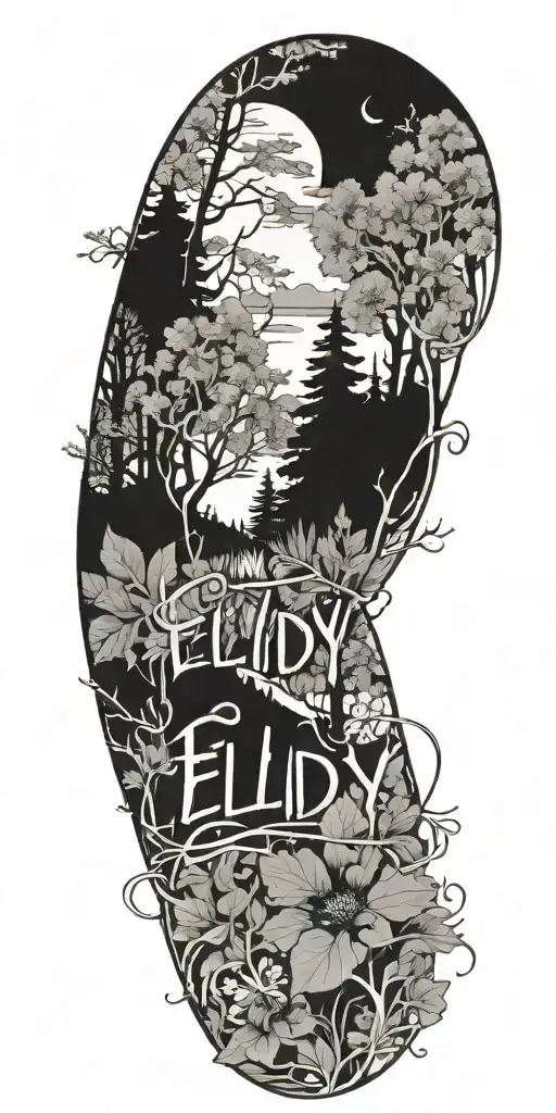 The Name Ellidy Written Surrounded By Nature