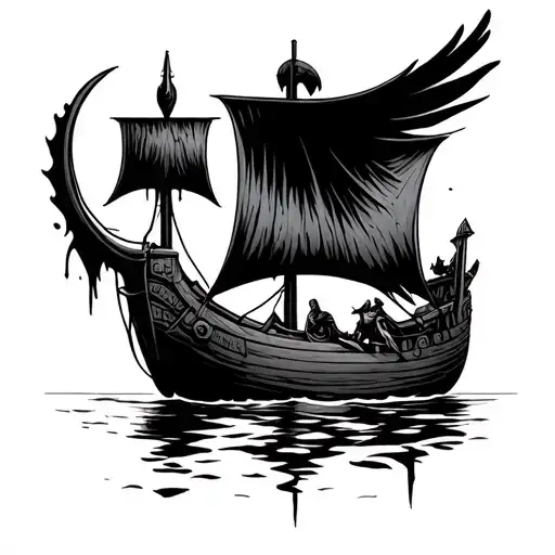 Odin Crow Blood River Viking Ship Navigating Life