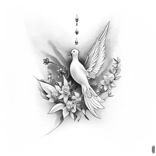 Dove Cross Flowers Tears Angel