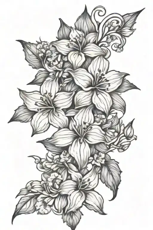 Fine Line Flower Vine With Larkspur Flowers Blooming