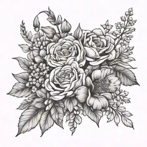 Fine Line March And November Birth Flower Bouquet