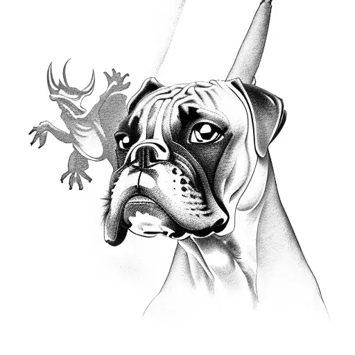 A Boxer Training With A Shadowy Dragon As Their Sparring Partner