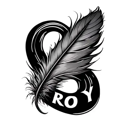 Infinite Symbol Made Out Of A Feather With The Name Roy
