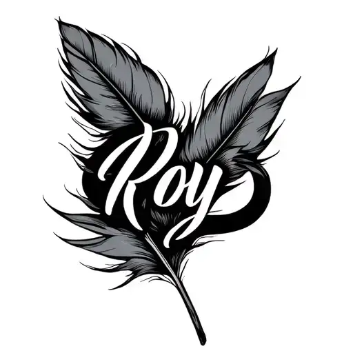 Infinite Symbol Made Out Of A Feather With The Name Roy In Cursive