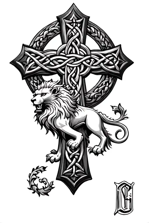 Celtic Cross With Dutch Lion In The Middle Of The Cross With A Background That Blends Into My Arm
