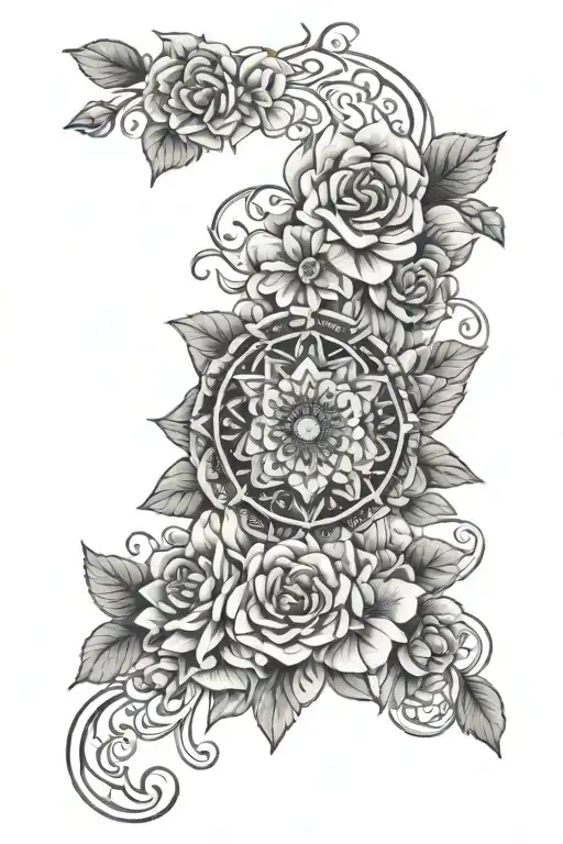 Mandala Along With Flowers Interwined With Leo Star Sign And Paw Prints