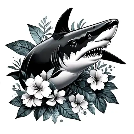 Hawaii Shark With Flowers