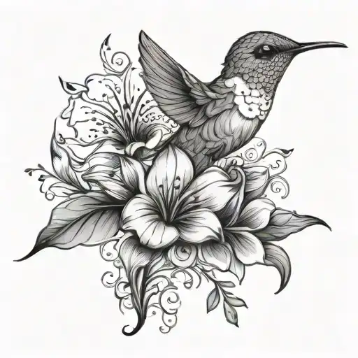 Hummingbird Flower Name Tatto