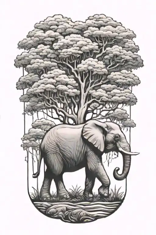 Elephant With Trees