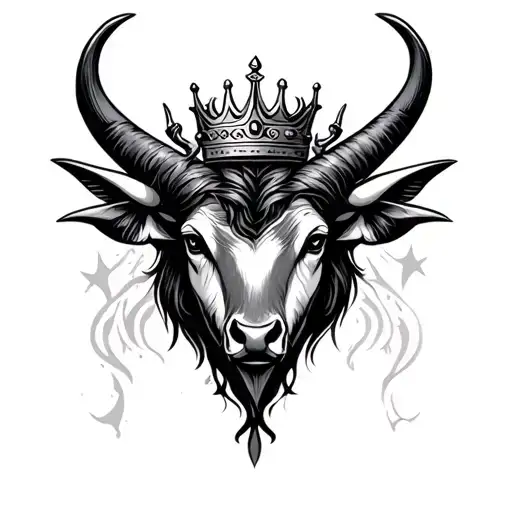 Taurus Zodiac Sign With Heart And Crown