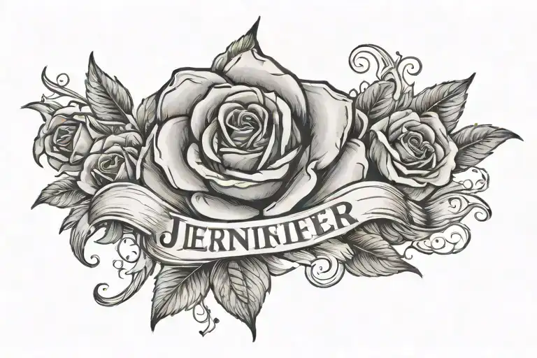 The Name Jennifer With A Rose Surrounded