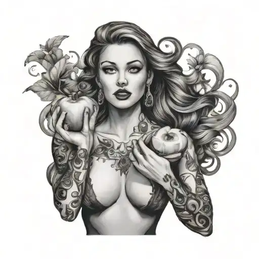 Seductive Beautiful Woman Eating An Apple