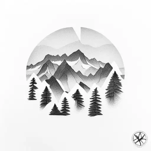 A Minimalist Design Of A Mountain Range With The Symbol Of Communism Integrated Into The Landscape