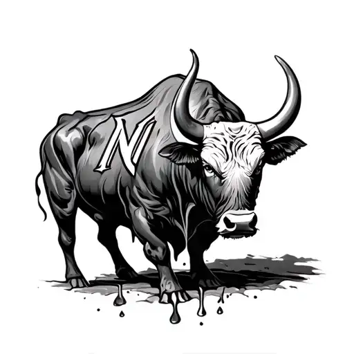 Before Bull With Letter N And Melted In The Body Of Bull