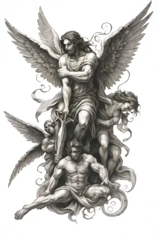 Incorporate A Bible Verse With Angels Fighting Demons