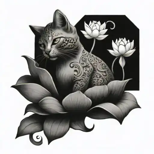 Lotus With Cat Reading Book